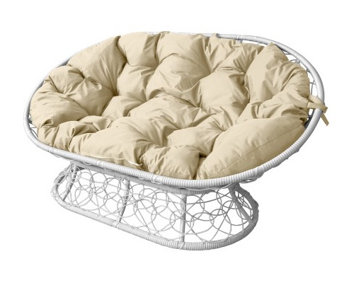 Диван ''Мамасан'' с ротангом Белый